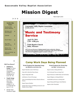 Newsletter - Gasconade Valley Baptist Association