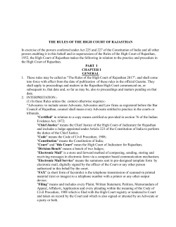 THE RULES OF THE HIGH COURT OF RAJASTHAN In exercise of