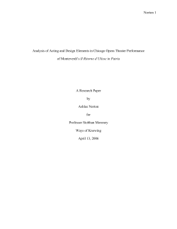 Norton 1 Analysis of Acting and Design Elements in Chicago Opera