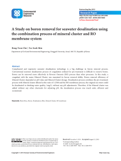 A Study on boron removal for seawater desalination using the