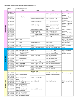 Fairhouse Junior School Spelling Progression 2014-2015