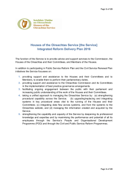 Houses of the Oireachtas Service [the Service] Integrated Reform