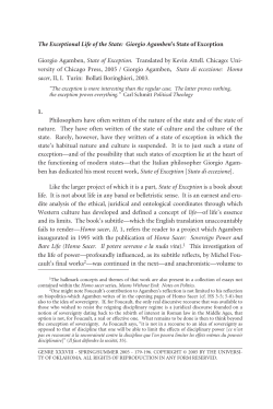 The Exceptional Life of the State: Giorgio Agamben`s State of