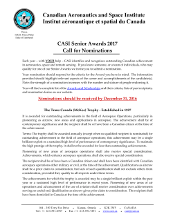 Call for Nominations - The Canadian Aeronautics and Space Institute