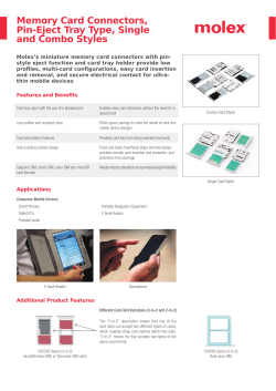 Memory Card Connectors, Pin-Eject Tray Type, Single and Combo