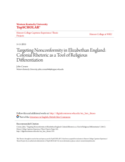 Targeting Nonconformity in Elizabethan - TopSCHOLAR