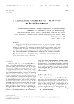 a-Amylases from Microbial Sources &ndash; An Overview on Recent