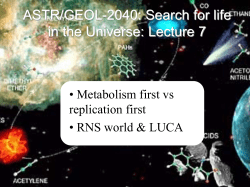 ASTR/GEOL-2040: Search for life in the Universe: Lecture 7