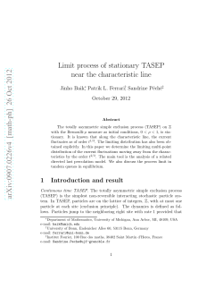 Limit process of stationary TASEP near the characteristic line