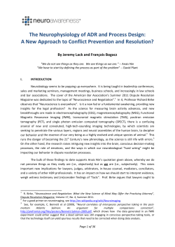 The Neurophysiology of ADR and Process Design: A New Approach
