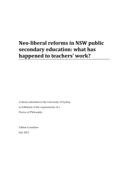 Neo-liberal reforms in NSW public secondary education: what has