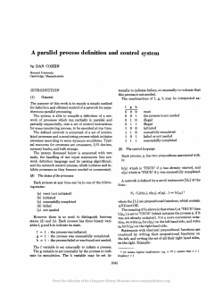 A parallel process definition and control system