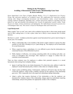 Dating In the Workplace: Avoiding A Harassment Claim From A