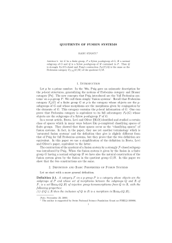 QUOTIENTS OF FUSION SYSTEMS 1. Introduction Let p