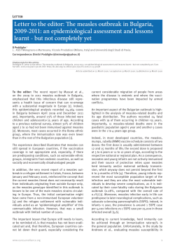 Letter to the editor: The measles outbreak in Bulgaria, 2009