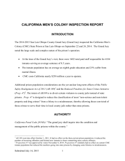 california men`s colony inspection report