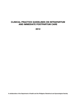 Clinical Practice Guidelines on Intrapartum and Immediate
