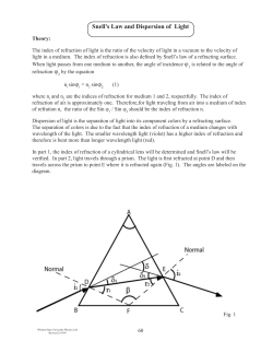 Snell`s Law and Dispersion of Light