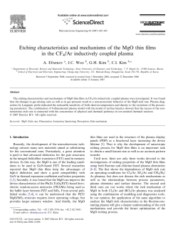 Etching characteristics and mechanisms of the MgO thin films in the