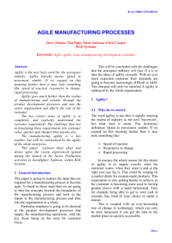AGILE MANUFACTURING PROCESSES