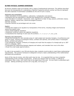 IB PREP PHYSICS&mdash;SUMMER HOMEWORK All physics