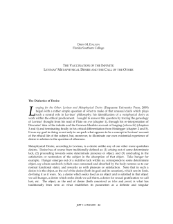 The Vaccination of the Infinite: Levinas` Metaphysical Desire and