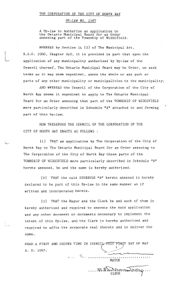 Page 1 L_ THE CORPORATION OF THE CITY OF NORTH BAY BY