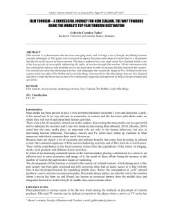 film tourism &ndash; a successful journey for new zealand. the way towards