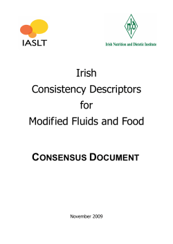 Irish consistency descriptors for modified fluids and food 2009