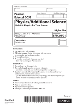 Unit P2 1H - June 2015 (PDF | 299.1 KB) Unit - Edexcel