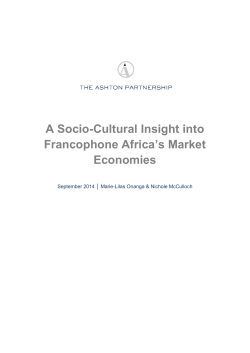 A Socio-Cultural Insight into Francophone Africa`s Market Economies