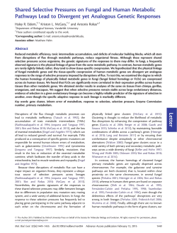 Letter Shared Selective Pressures on Fungal and Human Metabolic