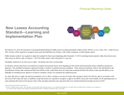 New Leases Accounting Standard&mdash;Learning and Implementation