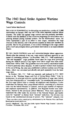 The 1943 Steel Strike Against Wartime Wage Controls