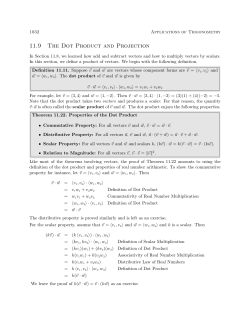 11.9 The Dot Product and Projection