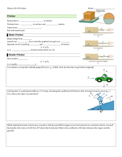 Friction Static Friction Kinetic Friction