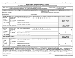 Authorization for Direct Deposit of Payroll