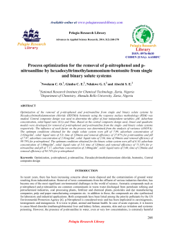 Process optimization for the removal of p-nitrophenol and