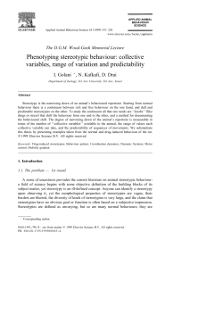 Phenotyping stereotypic behaviour: collective variables, range of