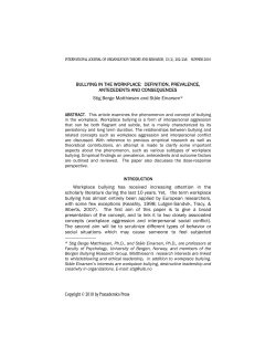 Bullying in the workplace: Definition, prevalence, antecedents and