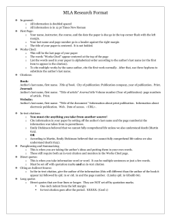 MLA Research Format Handout