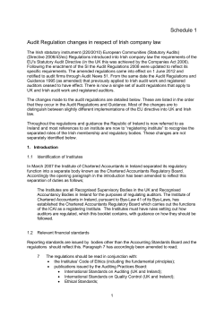 Schedule 1 Audit Regulation changes in respect of Irish company law