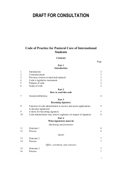 Code of Practice for Pastoral Care of