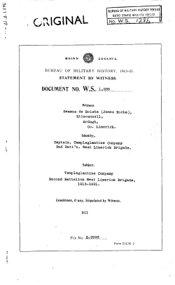 ROINN COSANTA. BUREAU OF MILITARY HISTORY, 1913