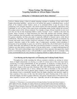 Means Testing: The Dilemma of Targeting Subsidies in African