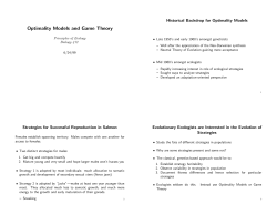 Optimality Models and Game Theory