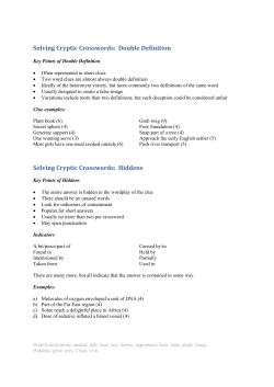 Solving Cryptic Crosswords: Double Definition Solving Cryptic