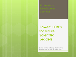 Powerful CV`s for Future Scientific Leaders
