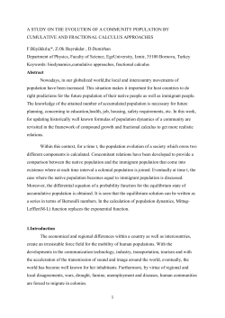 A STUDY ON THE EVOLUTION OF A COMMUNITY POPULATION