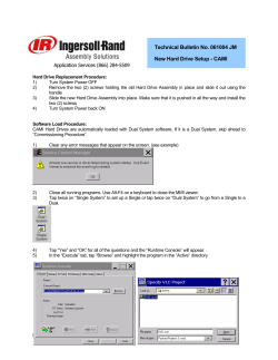 Technical Bulletin No. 061004 JM New Hard Drive Setup